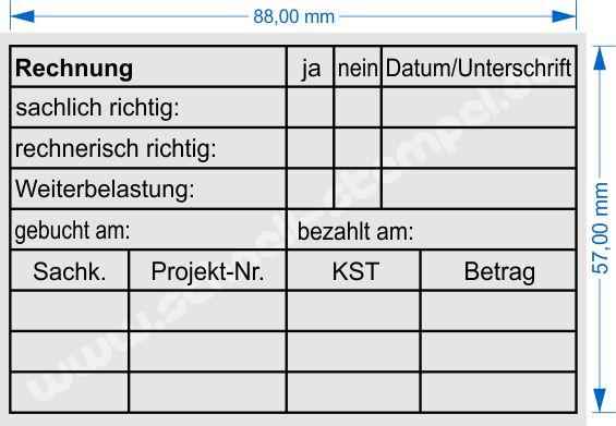 Holzstempel Rechnung Weiterbelastung