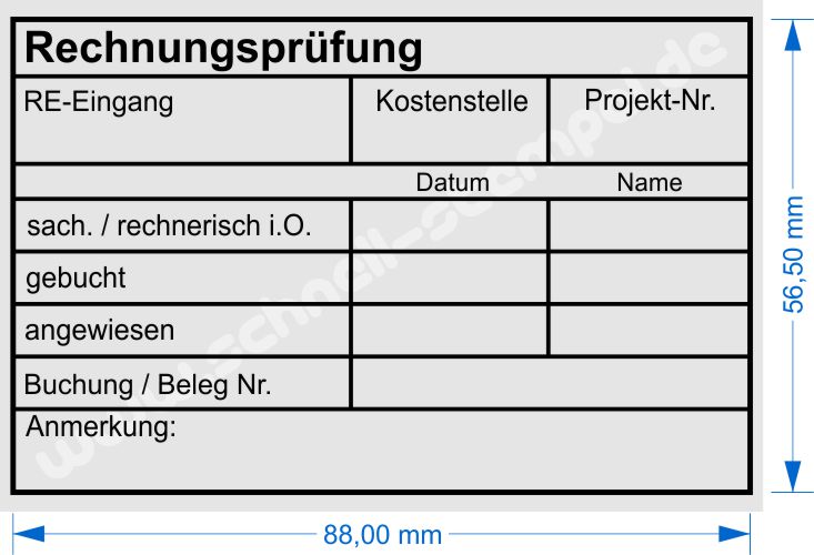 Holzstempel Rechnungsprüfung Kostenstelle Projektnummer