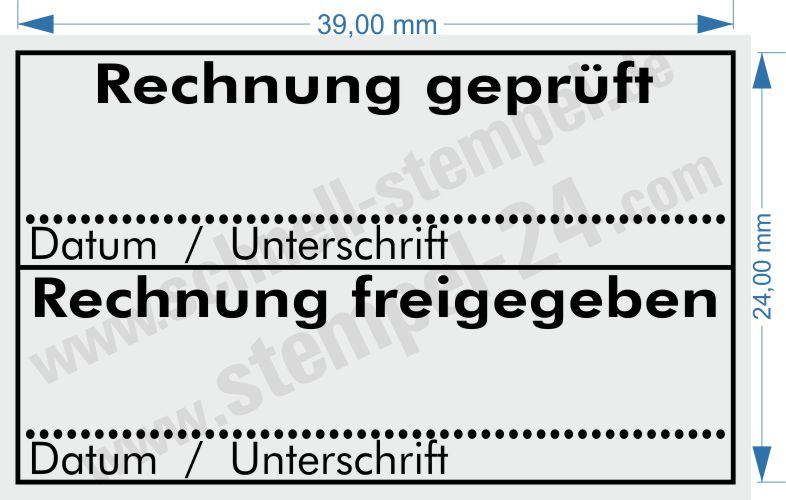 Holzstempel Rechnung geprüft freigegeben