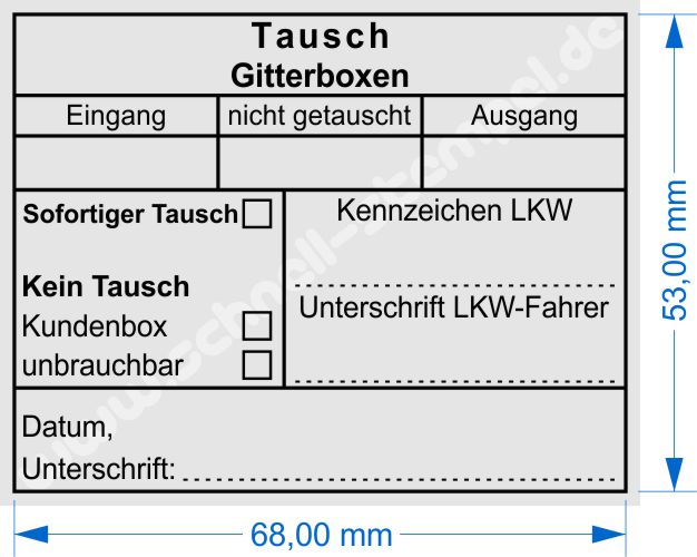 Stempel Tausch Gitterbox Ja Nein unbrauchbar