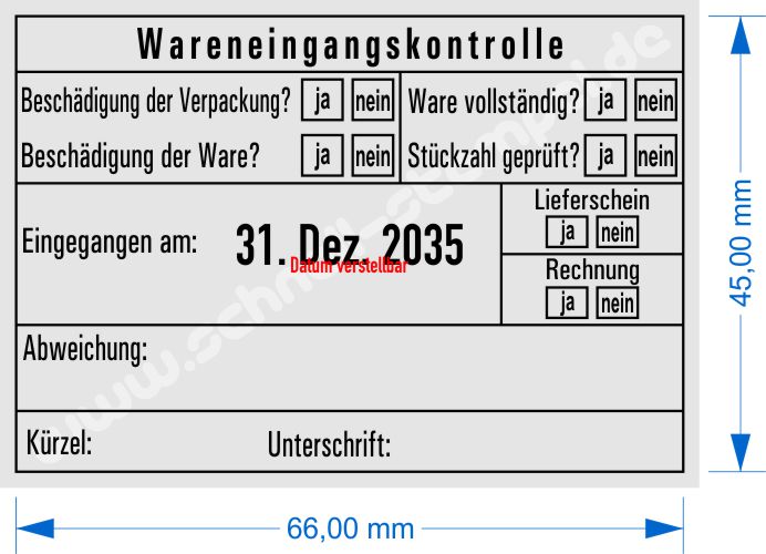 Stempel Wareneingangskontrolle Abweichung Stückzahl geprüft Stempel Wareneingangskontrolle Abweichung Stückzahl geprüft