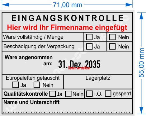 Stempel Wareneingangskontrolle Firmenname