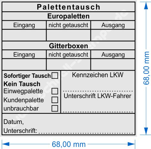 Tabellenstempel Palettentausch Europalette Gitterbox