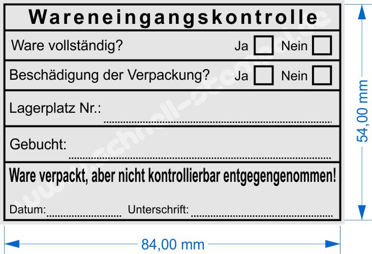 Stempel Wareneingangskontrolle Lagerartikel Ware kontrollierbar entgegengenommen gebucht