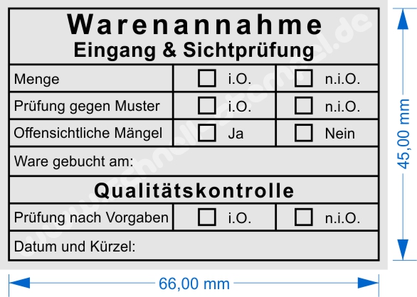 Stempel Warenannahme Sichtpruefung Qualitaetskontrolle