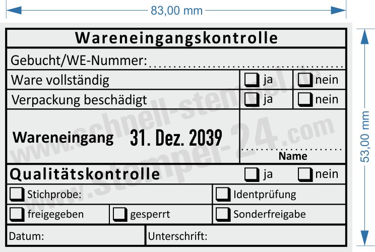 Stempel Wareneingangskontrolle Qualität Gebucht Wareneingangsnummer Identprüfung Stempel Wareneingangskontrolle Qualität Gebucht Wareneingangsnummer Identprüfung