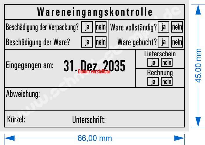 Stempel Wareneingangskontrolle Abweichung Stempel Wareneingangskontrolle Abweichung