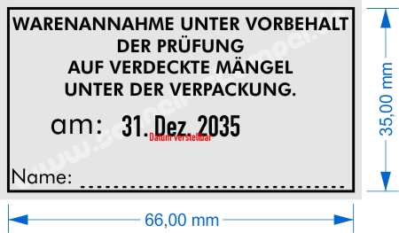 Stempel Warenannahme unter Vorbehalt auf verdeckte Mängel Stempel Warenannahme unter Vorbehalt auf verdeckte Mängel