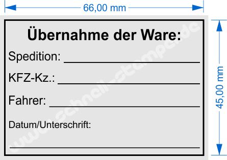 stempel Übernahme der Ware
