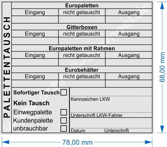 Tabellenstempel Palettentausch Europalette Gitterbox Eurobehälter