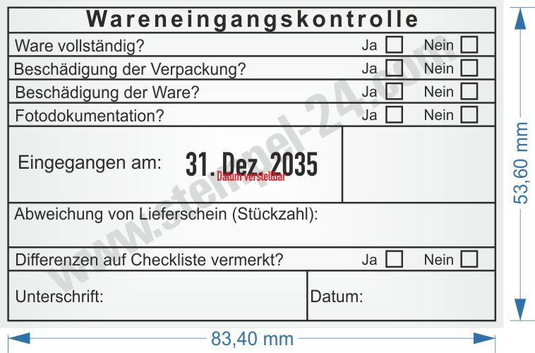 Stempel Wareneingangskontrolle Differenzen Fotodokumentation Stempel Wareneingangskontrolle Differenzen Fotodokumentation
