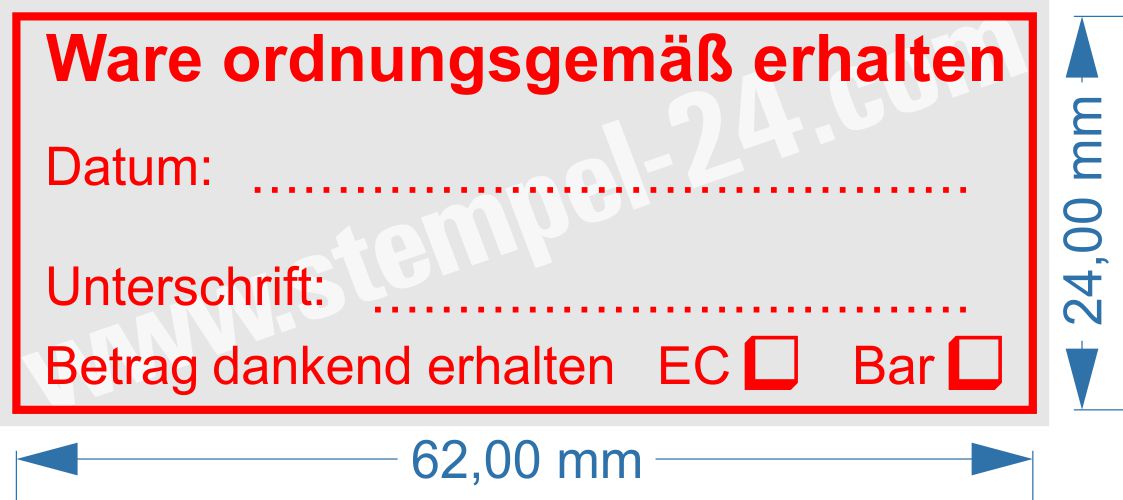 Musterstempel Abdruckfarbe Rot Ware ordnungsgemäß erhalten bezahlt mit Musterstempel Abdruckfarbe Rot Ware ordnungsgemäß erhalten bezahlt mit