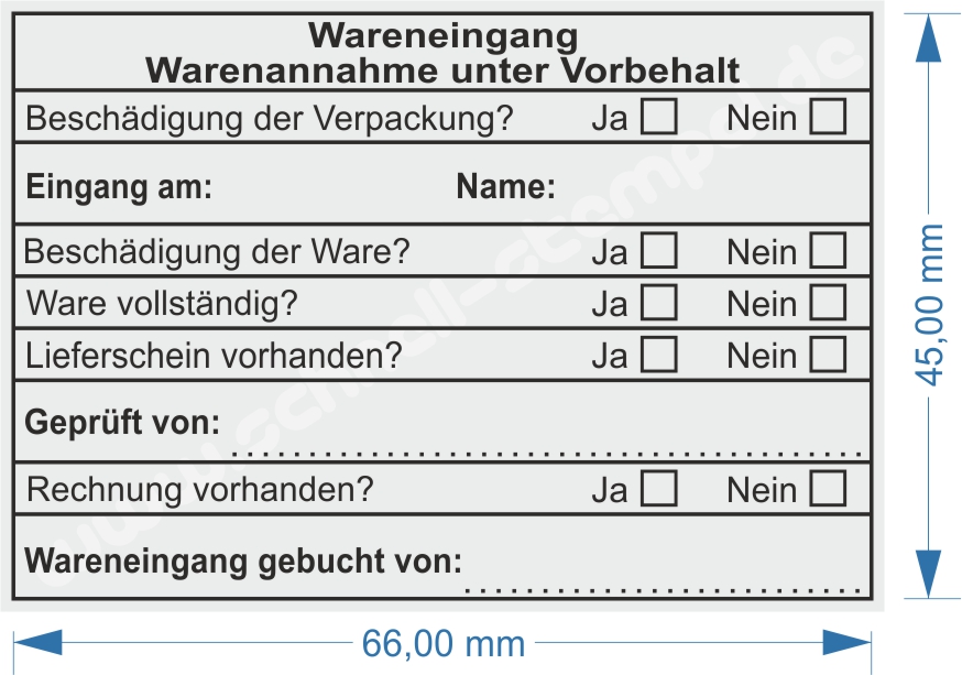 Stempel Wareneingang gebucht von