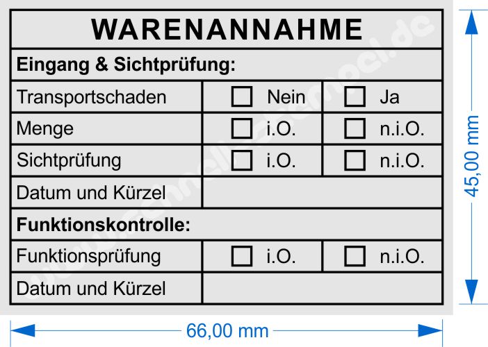 stempel wahrenannahme funtionskontrolle sichtpruefung
