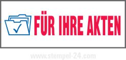 Trodat Printy 4912 mit blauen Symbol und roten Text FÜR IHRE AKTEN Trodat Printy 4912 mit blauen Symbol und roten Text FÜR IHRE AKTEN