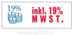 Trodat Printy 4912 mit blauen Symbol und roten Text inkl.19% MWST.