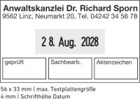 Muster Trodat Professioal 5460 Stempel Trodat Professional 5460 mit Datum verstellbar individuell gestalten Abdruckgrösse 56 x 33 mm