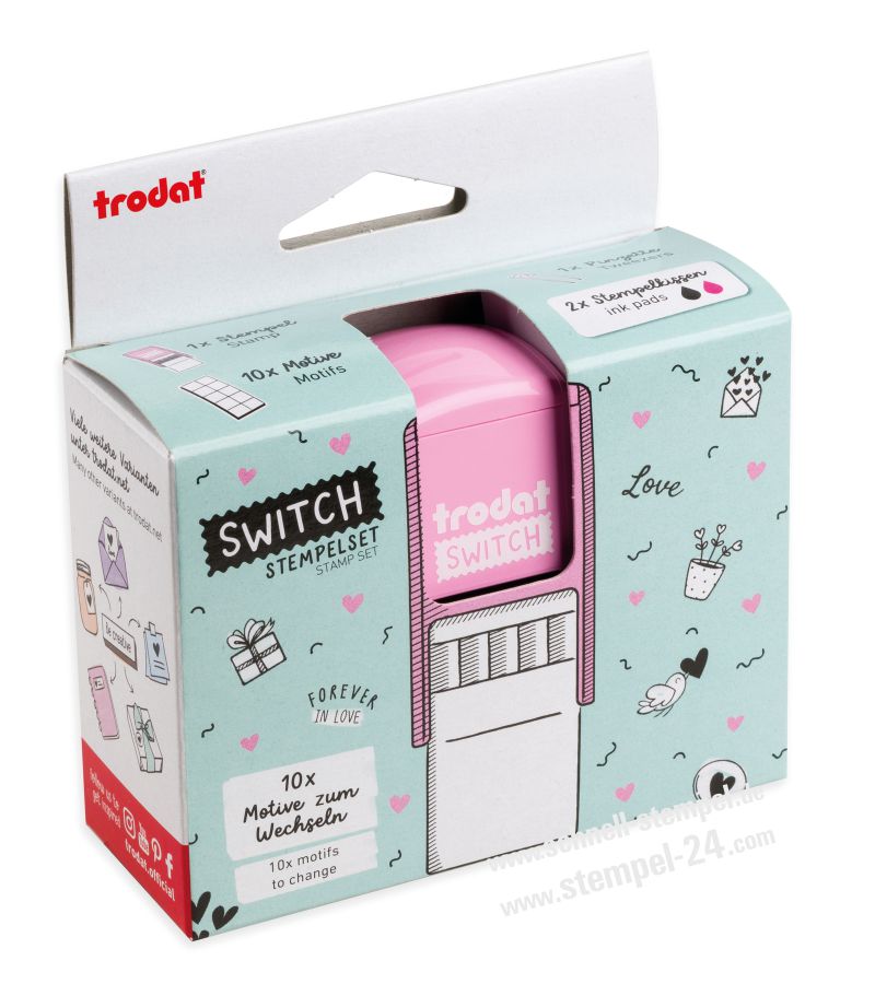 Stempel Liebesbotschaften Trodat Switch Pastell-Rosa Verpackung Stempel Liebesbotschaften Trodat Switch Pastell-Rosa Verpackung