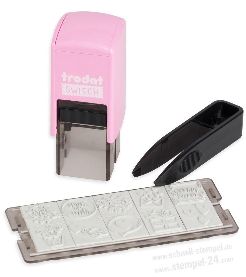 Stempel Liebesbotschaften Trodat Switch Pastell-Rosa Set Stempel Liebesbotschaften Trodat Switch Pastell-Rosa Set