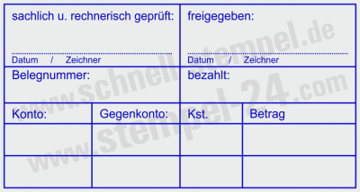 Kontierungsstempel Belegnummer Bezahlt • 5211