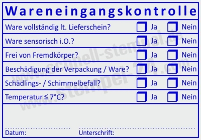 Stempel Wareneingangsstempel Wareneingangskontrolle Frei von Fremdkörper • 5211
