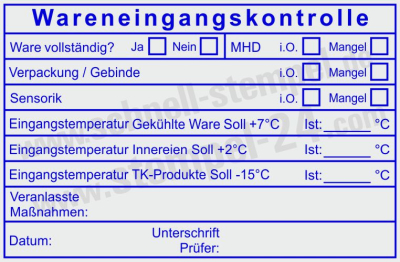 Stempel Wareneingangskontrolle MHD Tiefkühlware Innereien Temperatur • 5211