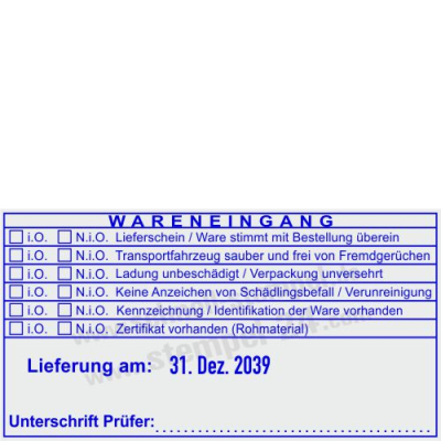 Wareneingangstempel Kennzeichnung Zertifikat • 54120