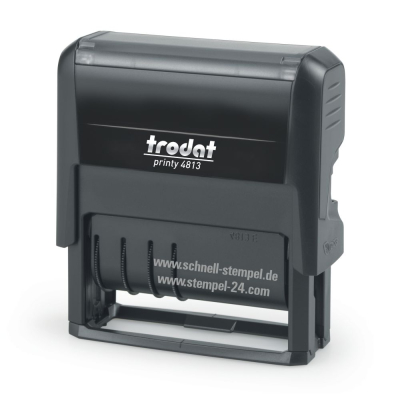 Trodat Printy 4813 (26x9 mm | 2 Zeilen) mit Datum links und rechts individueller Stempeltext