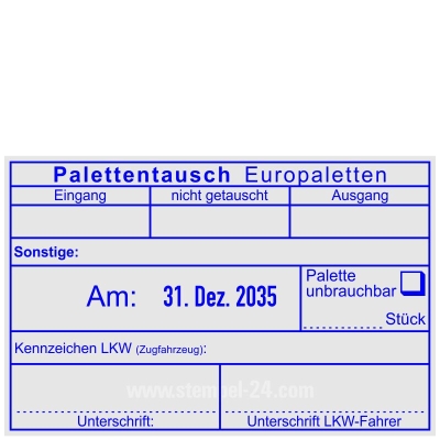 Stempel Palettentausch Stückzahl Eingang Ausgang unbrauchbar • 54110