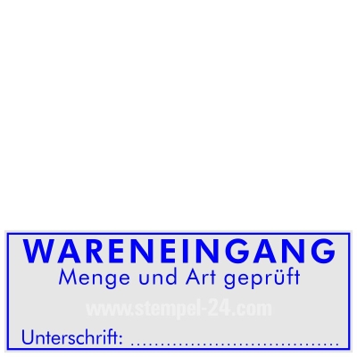 Stempel Wareneingang Menge und Art geprüft Unterschrift • Trodat Printy 4915 •