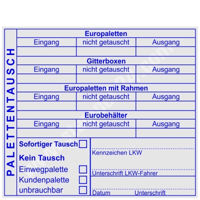 Stempel Palettentausch Europalette Gitterbox Eurobehälter Europaletten mit Rahmen • Trodat 5212 •