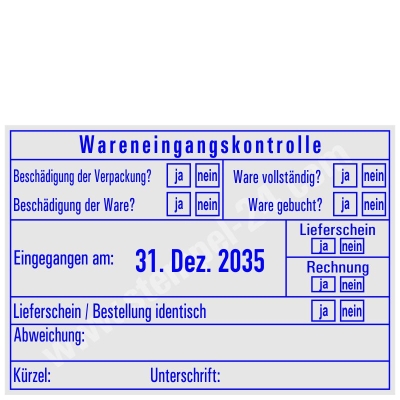 Stempel Wareneingangskontrolle Bestellung identisch • 5480