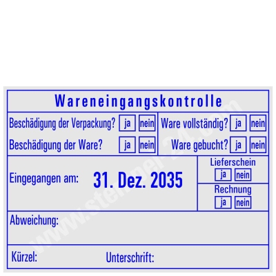 Stempel Wareneingangskontrolle Abweichung Ware gebucht • 5480