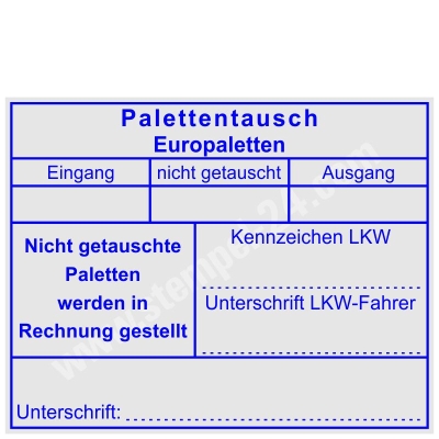 Stempel Europalettentausch Fehlende Paletten in Rechnung gestellt 5211