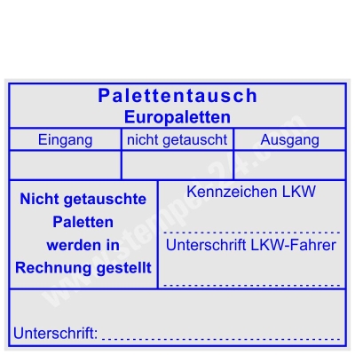 Stempel Europaletten Tausch Fehlende Paletten in Rechnung gestellt • 5211