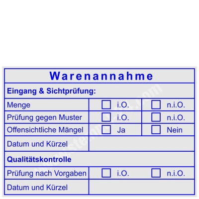 Stempel Wareneingangskontrolle Sichtprüfung Muster Lagerartikel • 5211