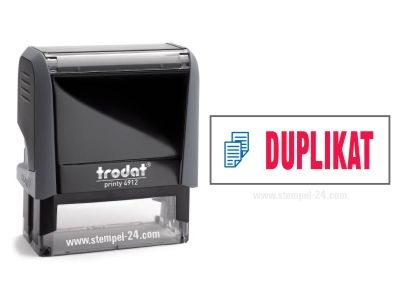 Trodat Office Printy 4912 DUPLIKAT mit roten Schriftzug und blauen Symbol