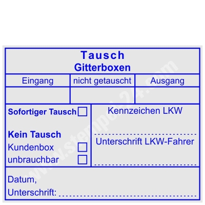 Stempel Tausch Gitterbox Ja Nein unbrauchbar • 5211