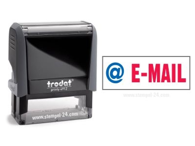 Trodat Office Printy 4912 E-MAIL mit roten Schriftzug und blauen Symbol