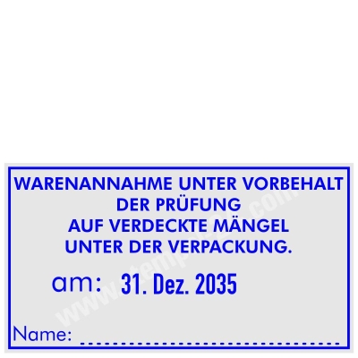 Stempel Warenannahme unter Vorbehalt auf verdeckte Mängel • 5480