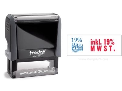 Trodat Office Printy 4912 inkl.19% MWST. mit roten Schriftzug und blauen Symbol