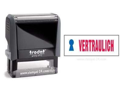 Trodat Office Printy 4912 VERTRAULICH mit roten Schriftzug und blauen Symbol
