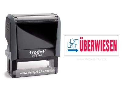Trodat Office Printy 4912 ÜBERWIESEN mit roten Schriftzug und blauen Symbol