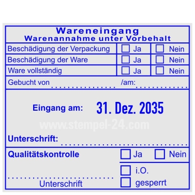 Stempel Wareneingang Warenannahme unter Vorbehalt • 54110