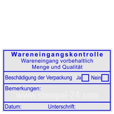 Stempel Wareneingangskontrolle Wareneingang vorbehaltlich Menge und Qualität • 5203