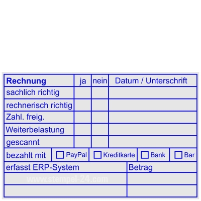 Rechnungsstempel Bezahlt PayPal Kreditkarte Bank Bar • Holzstempel 60 x 90 mm •