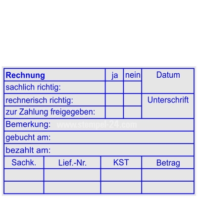 Rechnung zur Zahlung freigegeben • Holzstempel 60 x 90 mm •