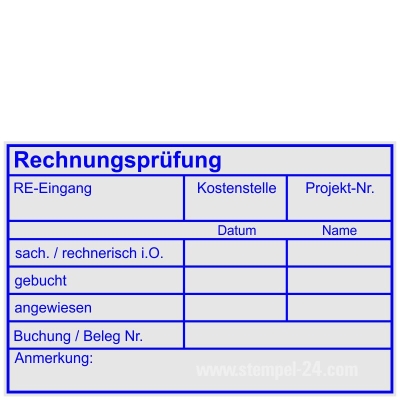 Rechnungsprüfung Kostenstelle Projektnummer • Holzstempel 60 x 90 mm •