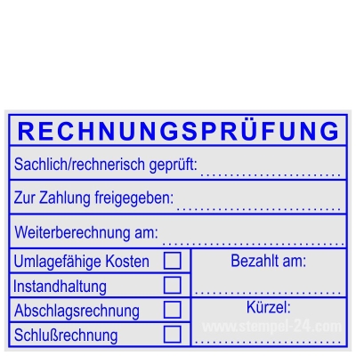Buchenholzstempel Rechnungsprüfung Schlußrechnung • Holzstempel 50 x 70 mm •