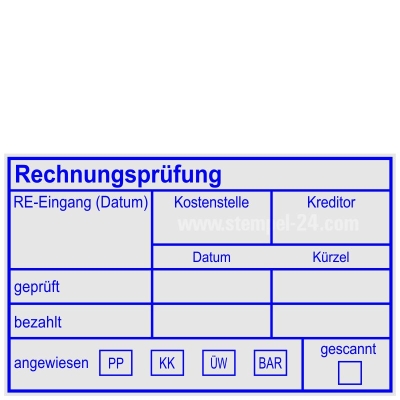 Holzstempel Rechnungsprüfung Kreditor • Holzstempel 50 x 80 mm •